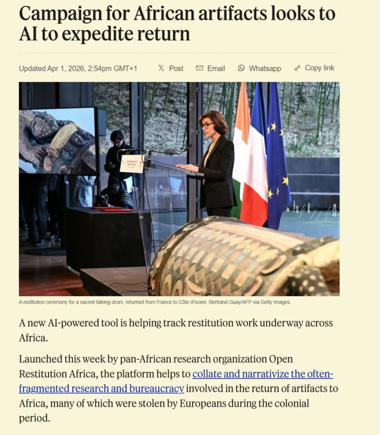 Campaign for African artifacts looks to AI to expedite return