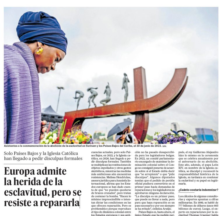 Europa admite la herida de la esclavitud, pero se resiste a repararla